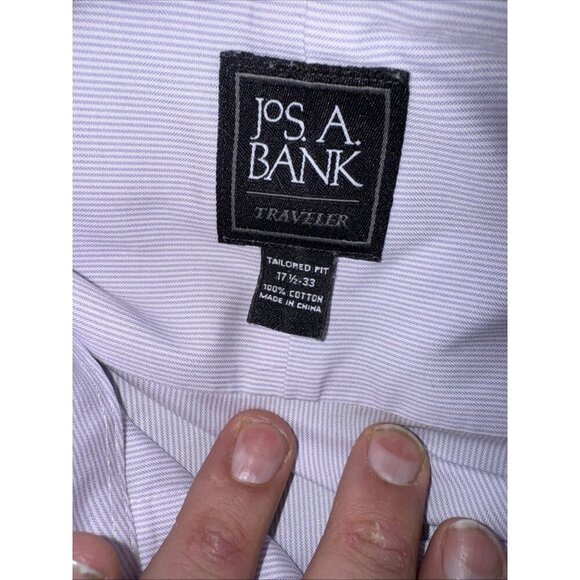 Jos A Banks Mens Size 17.5 Tailored Fit Purple Long Sleeve Button Up Shirt - Picture 2 of 5